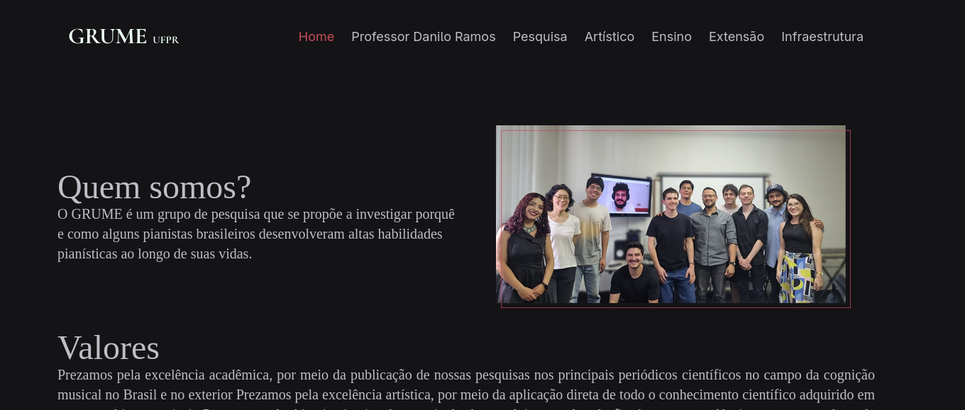 Captura de tela do site GRUME - Grupo de Música